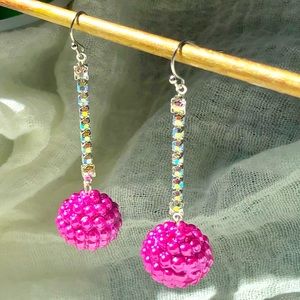 Berry Pink Silver Bon Bon Earrings